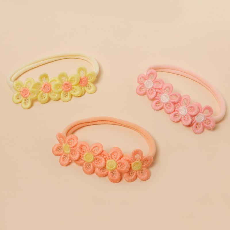 2025 New Spring-Summer Baby Headbands Solid Color Floral Kids Hair Accessories Soft Nylon Infant Headwear Gentle Cute Must-Have