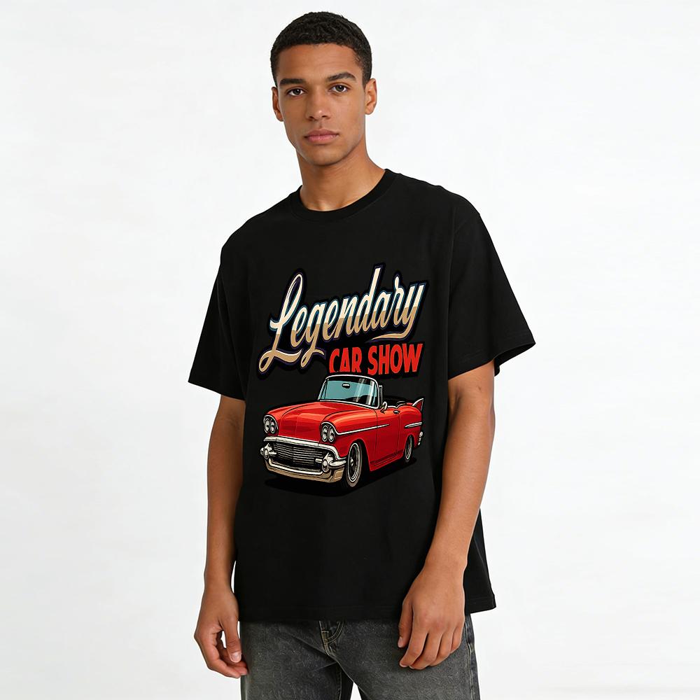 Legendary Car Show Vintage Classic Car Print T-shirt Unisex Loose Breathable Casual Short Sleeve Top Pure cotton T-shirt