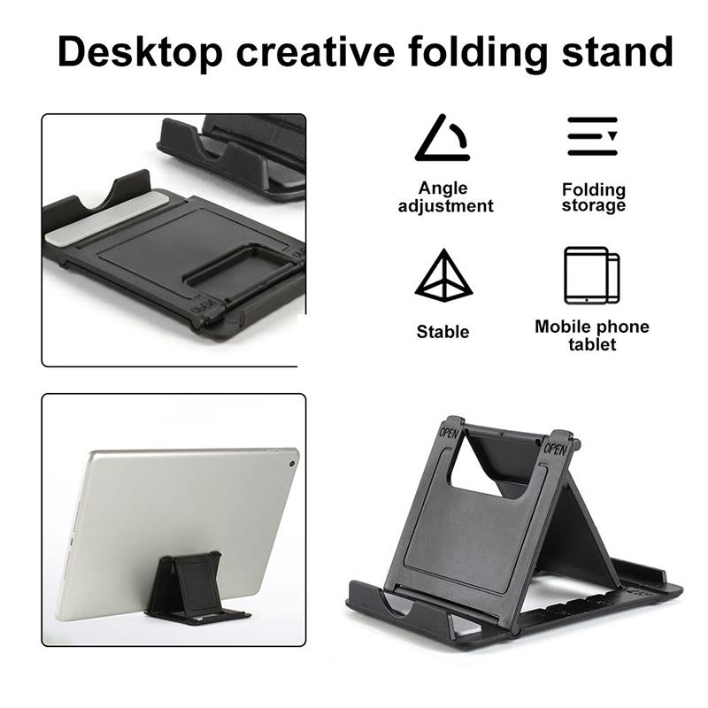 Folding Mobile Phone Holder Mini Adjustable Creative Portable Universal Folding Plastic Phone Holder Tablet Computer Stand For
