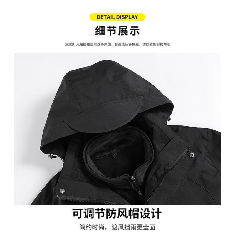 Men Women Winter Waterproof Windproof Hooded 3-in-1 Outdoor Jacket With Removable Fleece Liner Hiking Camping Cycling