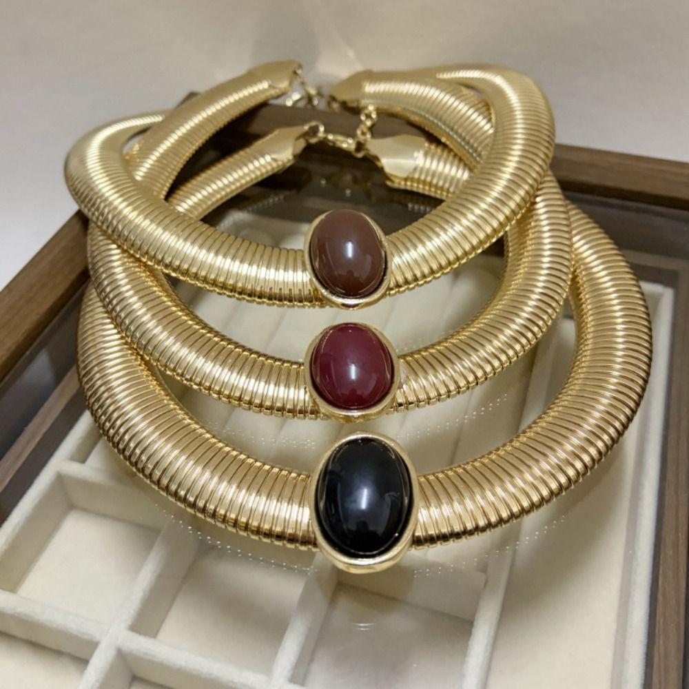 Goldene Chunky Choker Halskette Vintage Übertriebene Schlüsselbein Kette Einfache Chunky Kette Halskette Geschenk