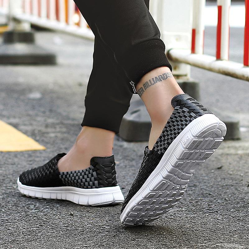 Men's Shoes Summer Women's Handmade Woven Breathable Couple Casual Flat Bottom Lightweight Casual Loafers Large Size 2025