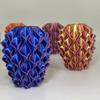 3D Printed Red Gold Flower Vase Sculptural Wave Geometric Textured Decorative Ripple Vase Modern Boho Home Decor for Coffee Table Shelf Entryway