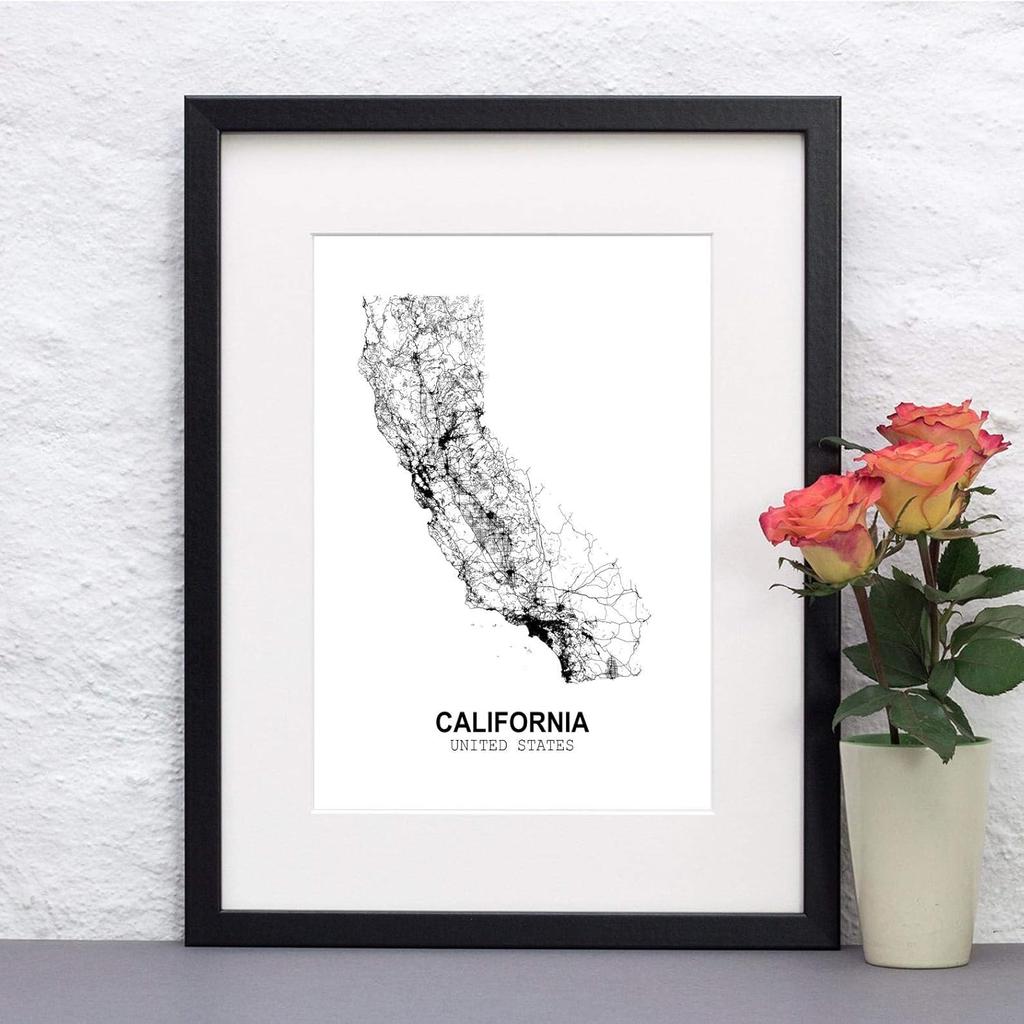Eleville 8X10 Unframed California United States Country View Abstract Road Modern Map Art Print Poster Wall Office Home Decor Minimalist Line Art