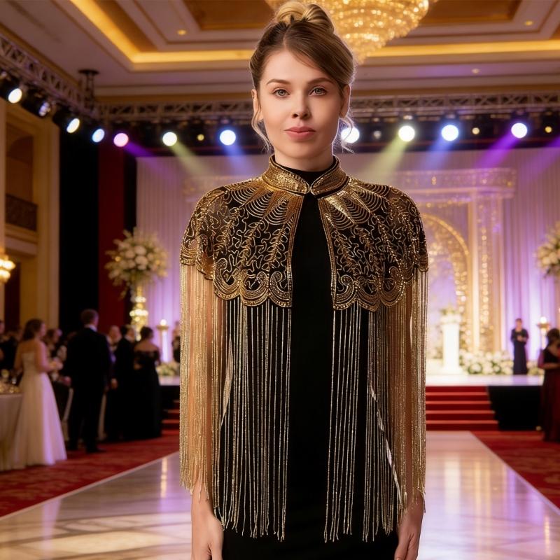 Luxury Long Tassels Indian Shawl with Beadwork And Soft Polyester Fabric Bohemian Fringe Evening Wrap