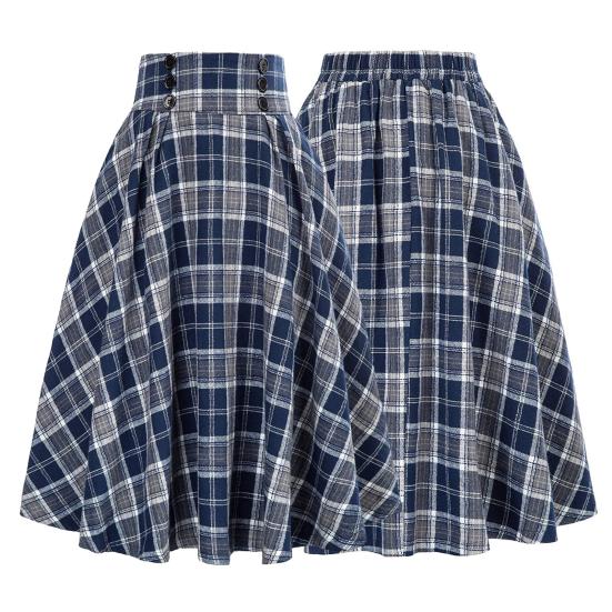 Dámská sukně Vysoký elastický pas Velký lem A-line Colorblock Kostkovaný potisk Volný Délka kotníku Měkké kapsy Retro volán Elegantní Party Dáma na dojíždění