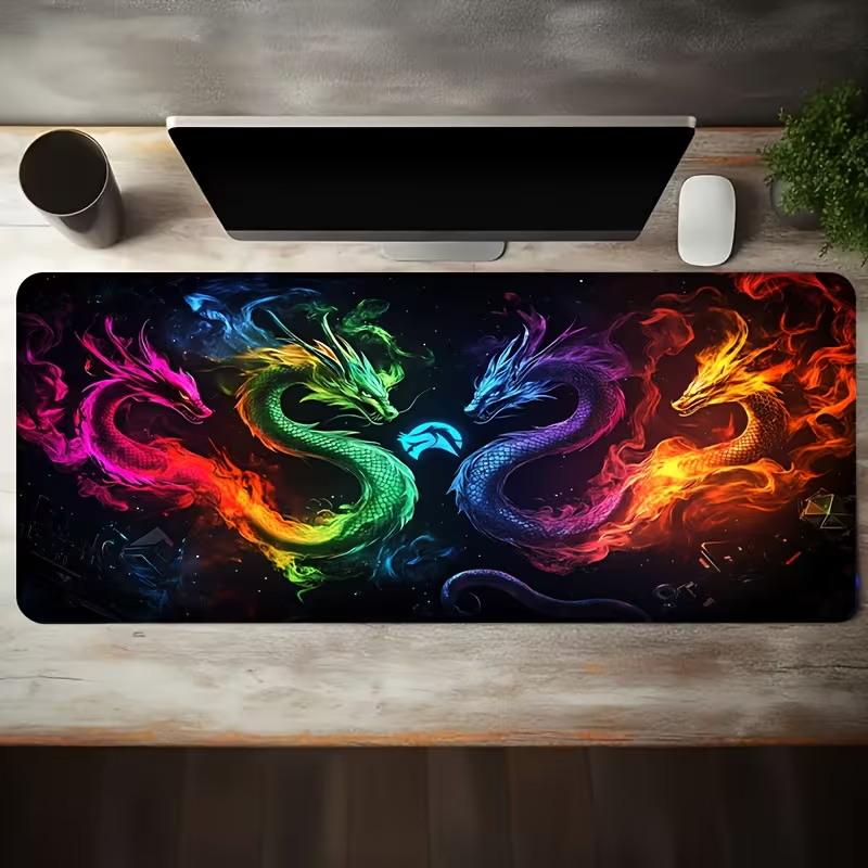 Fantasy Black Dragon Large Desk Mat Antislip Rubber Mousepad For Esport Gaming Room Pc Keyboard Workstation Desktop Decor