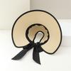 New Women's Straw Hat Summer Trip Beach Sunshade Hat Korean Fashion Bow Streamer Foldable Empty Top Hat