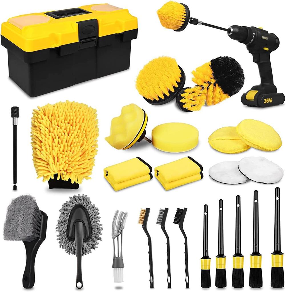 27-Piece Electric Car Wash & Cleaning Drill Brush Set