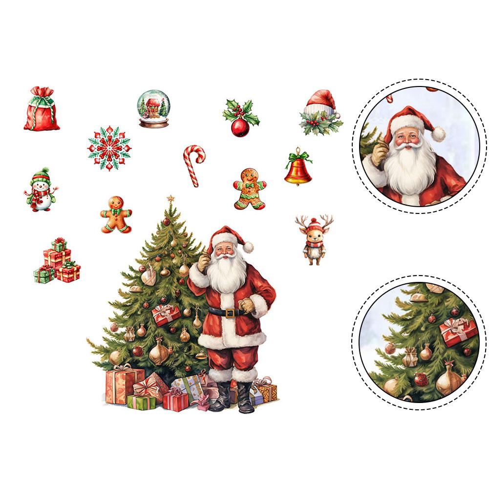 Santa Claus Snowman Christmas Wall Stickers Removable PVC Decals for Festive Holiday Decoration on Smooth Walls
