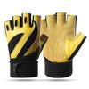 Mens Half-Finger Gym Gloves Weightlifting Cycling Training Anti-Slip Breathable Goat Leather Workout Protection
