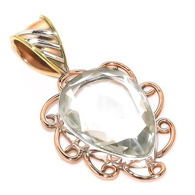 Anhänger aus natürlichem Bergkristall, zweifarbig, 925er Sterlingsilber, 3,8 cm, N6k70