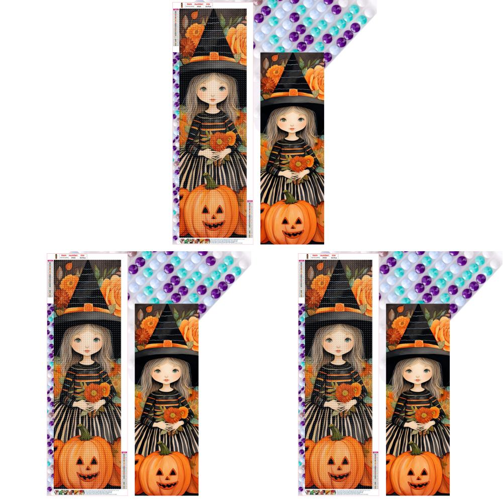 

5D DIY Полный круглый дрель Алмазная картина Ведьма Скелет Декор Художественное ремесло 30x90 см