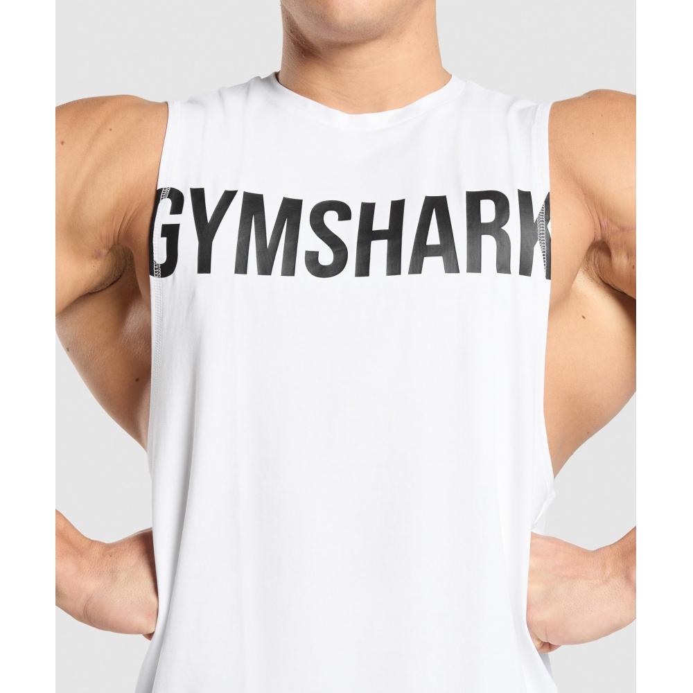 Gymshark Prime Drop Arm Tank White A2c5w Wb57