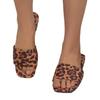 Large size summer new daily casual light leopard print square head flat heel women's flat-bottomed slippers