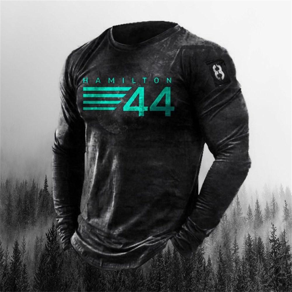 3D Printing Men's Round Neck Long Sleeves Street Trend Hip-hop Oversized Punk T-shirt Pullover Vintage Skull T-shirt