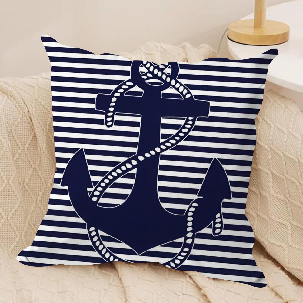 Classic Oocean sailor Cushion Cover Short plush Doublesided Print Square Throw Pillow Covers Sofa Home Cushion Decor