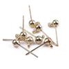 10Pcs 18k Gold Plated Round Ball Stud Earrings Post With Loop Earring Base Connectors Linker For DIY Jewelry Making
