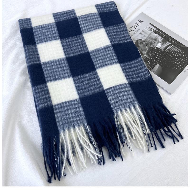 Scarf Women's Autumn and Winter New Imitation Cashmere Fringed Scarf Versatile Warm Thickened Plaid Shawl