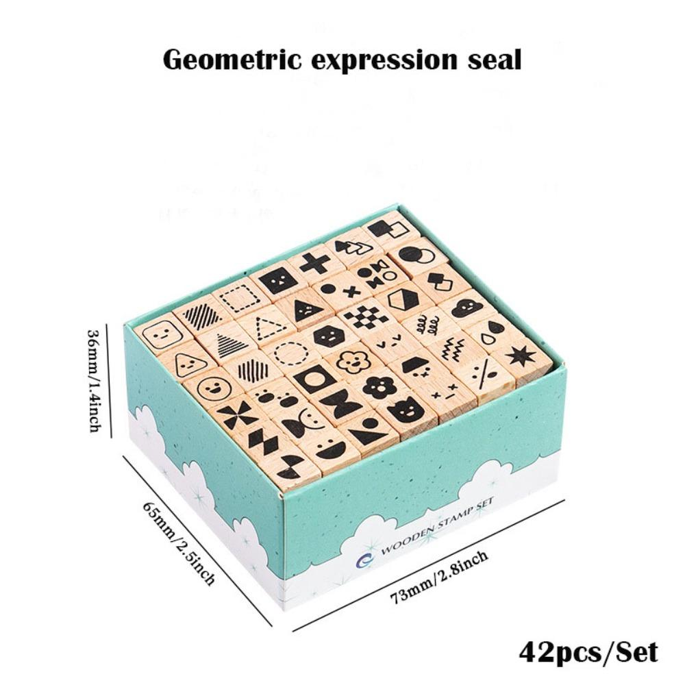 42Pcs/Set Lightweight Mini Stamp Numbers Seals Wooden Multipurpose Letters Seals Clear Carving Geometric Figures Seals