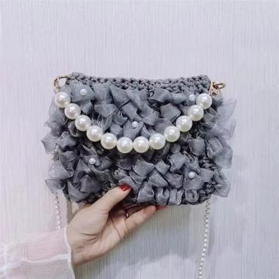 Douyin gleiche handgeflochtene Tasche, transparente Schneegarn-Tasche mit Band, Umhängetasche, Geschenk für Freundin