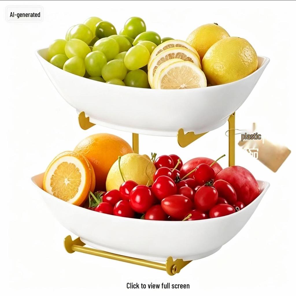 Double-Layer Wooden Fruit and Cake Stand with Draining Feature