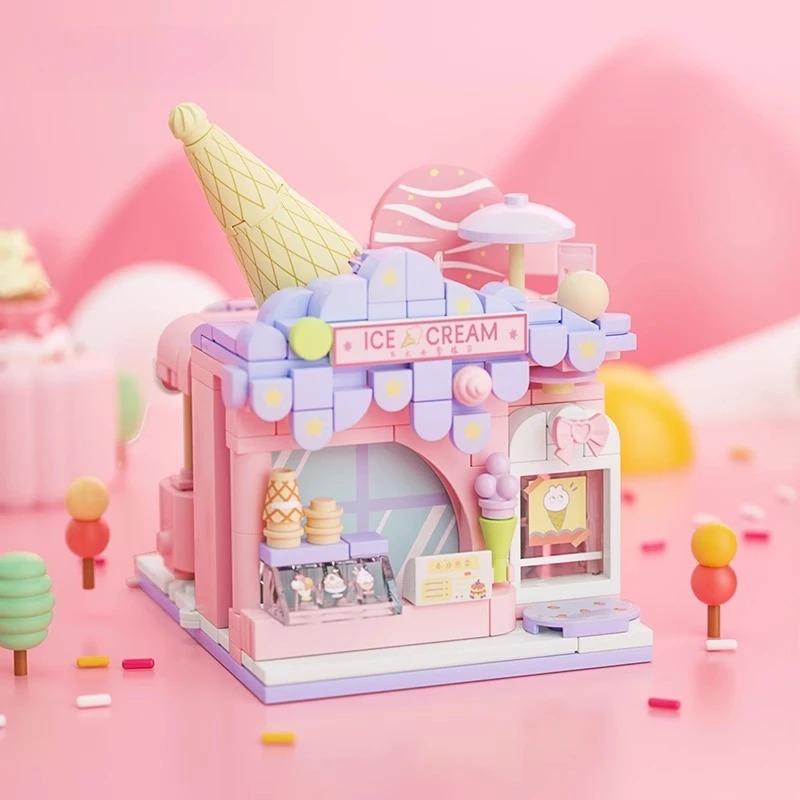 Street View Building Blocks Creative Paradise Children's Educational Assembly Cute Toy Store Handmade Diy Model Ornaments Gifts