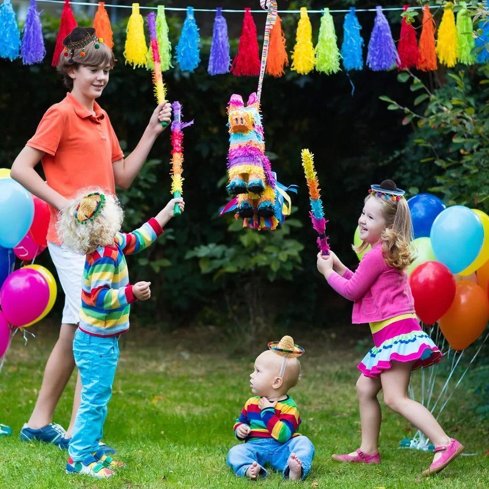 Cute DIY Mexican Mini Hat Straw with Hoop Funny Hats Sombrero Hat Birthday