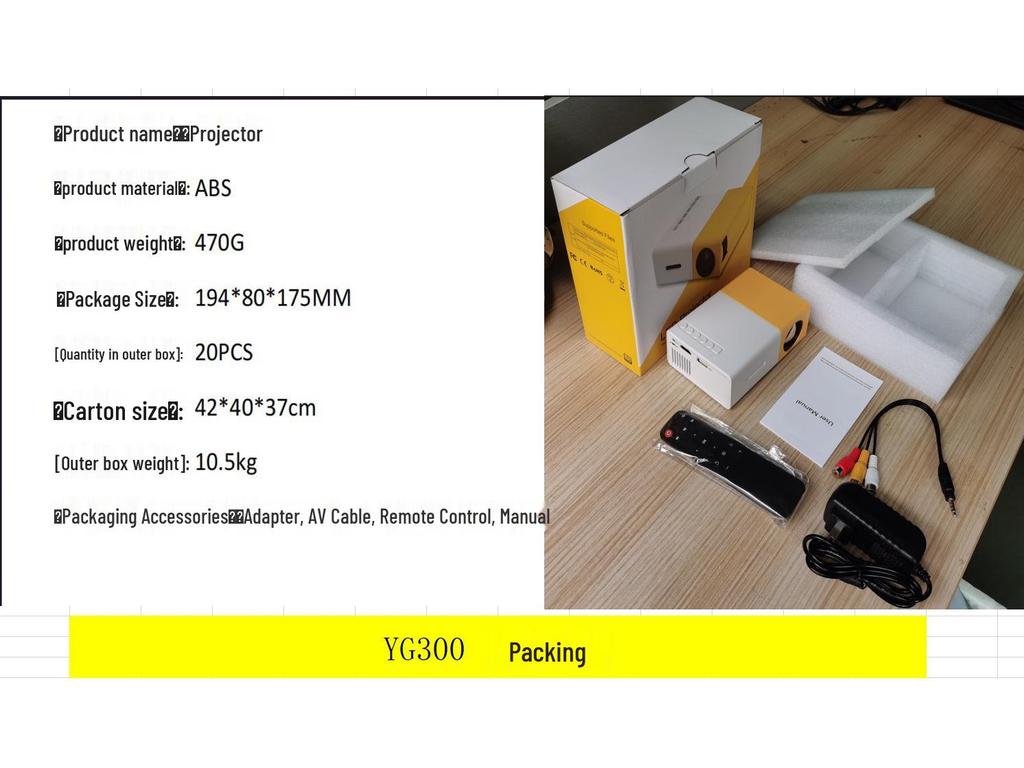 YG300 Mini HD LED Projector for Mobile Screen Mirroring