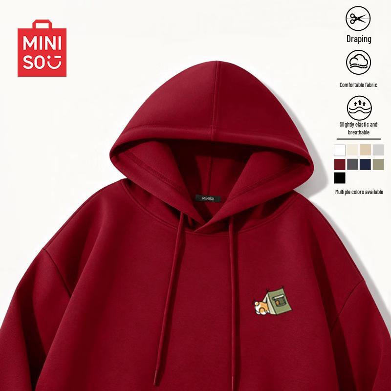 MINISO Men s American Retro Hooded Pullover Sweatshirt L