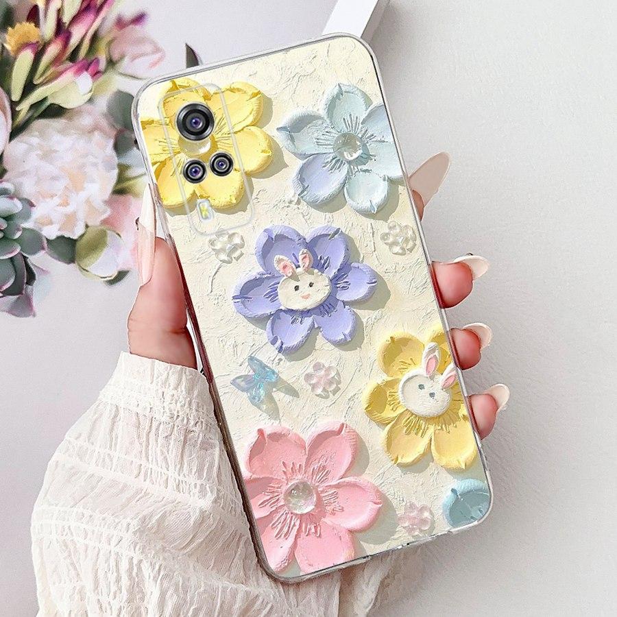 For Vivo Y33s Y21 2021 Y21A S G Y31 Y33 Y53s Y51 Y51a Y73 4G Y03 Y18 Y28 Phone Case Soft Silicone TPU Butterfly Flower Covers