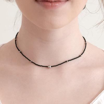 Halden Beads Silver Ball Necklace (N033_black)