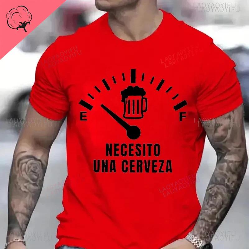 Mens Street Tshirt Necesito Una Cerveza Printed Clothes Male Tops Tees Casual Summer Fashion Cotton Shortsleev Sweatshirt