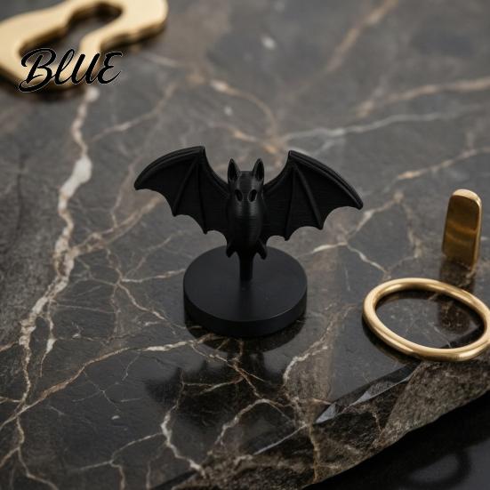 Bat Figurine with Base 3D Printed Gothic Black Statue, Stable Round Base, Halloween Desktop Ornament Tabletop Decor for Home, Dining Table &