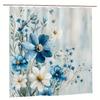 1Pc Blue & White Floral Shower Curtain - 71X71 Inch, Polyester, 12 Hooks, Hand Wash, Elegant Summer Bathroom Decor
