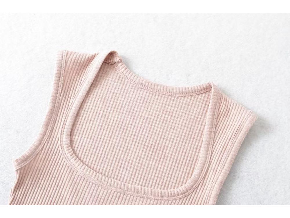 Trendy Retro Square Neck Slim Sleeveless Women's Top