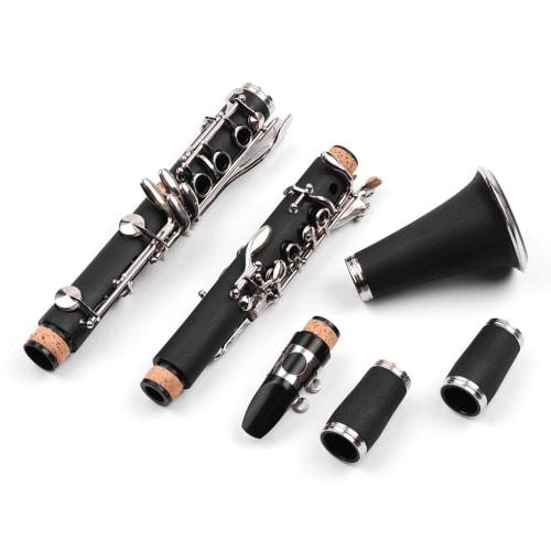 summina Woodwind Clarinet Set, 17 Keys, B Flat, ABS, Soprano, 10 Reeds, Mouthpiece, Cork Grease, Gloves, Reed Case, Screwdriver, and More, Perfect for