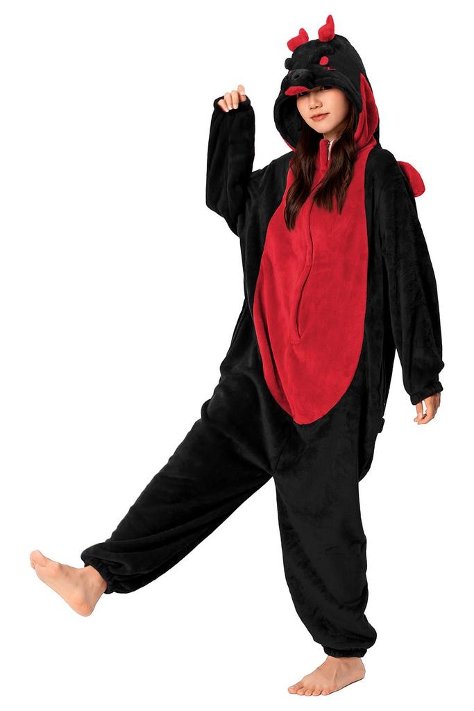 OLAOLA Dinosaur Kigurumi Pajamas for Animal Fluffy Winter Cute Loungewear for Warm and Warm for Cold Weather Flannel Material M Adults, Cosplay,