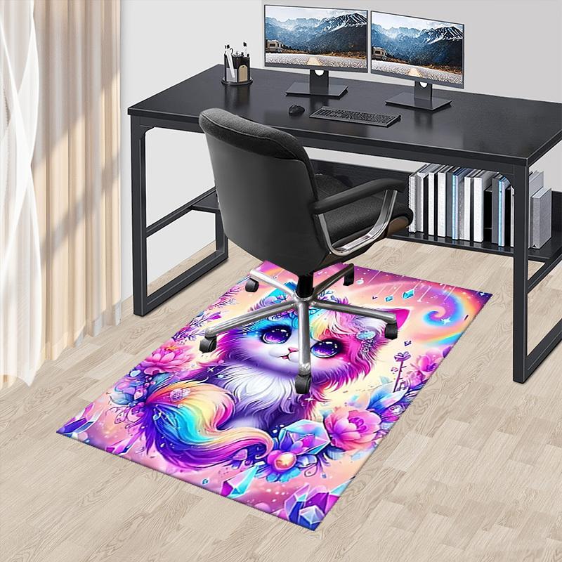 

1pc Anime Cat Chair Mat - Fantasy Floral Office Rug, Festival Gift for Home Decor, Suitable for All Seasons, Fits Gaming Room & Bedroom.H065 60cm by 90cm