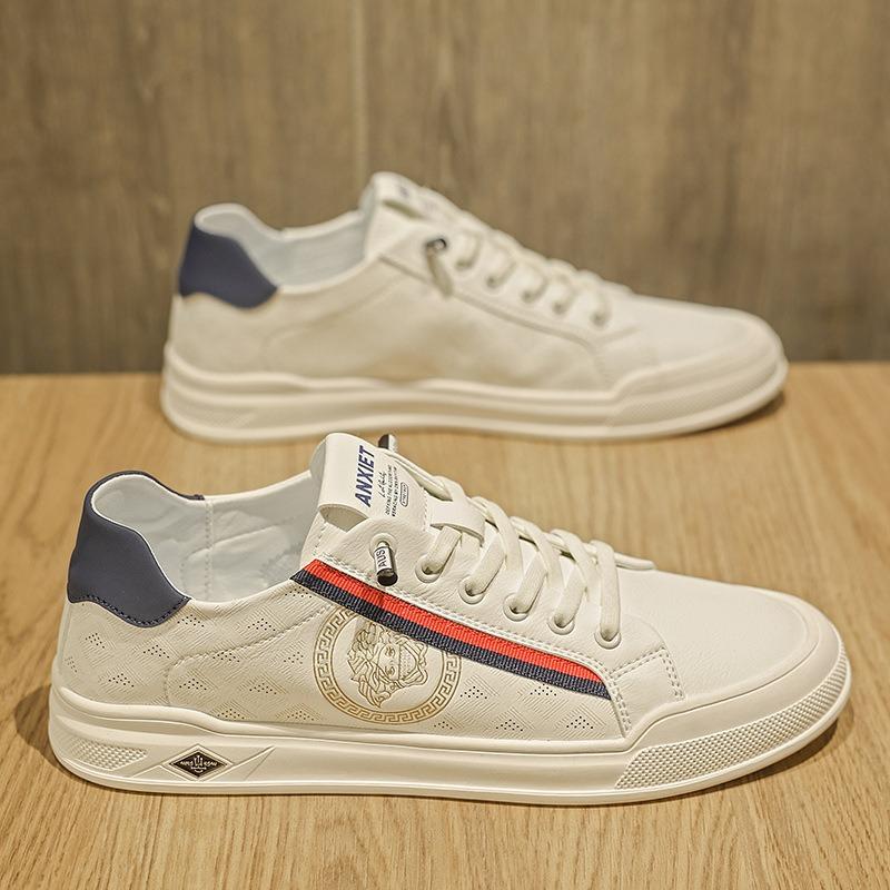 Men's board shoes fashionable summer thin light luxury white shoes