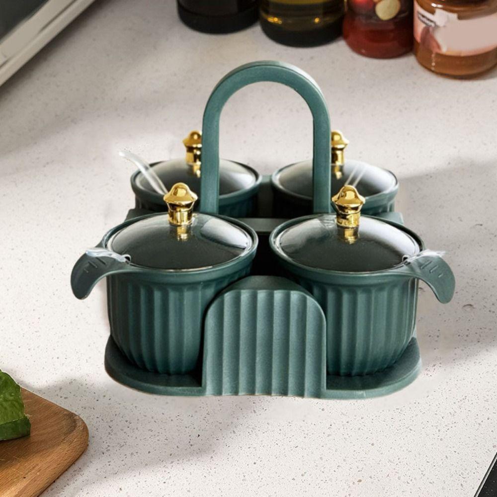 Sealed Multi-grid Seasoning Box Moisture-proof Salt Container Spice Seasoning Box  for Home