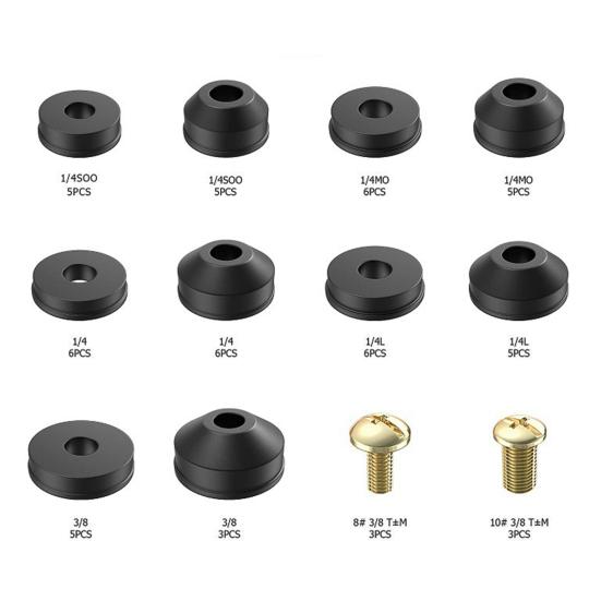1 Set Faucet Washer Good Sealing Leakproof Wear-Resistant High Toughness Corrosion Resistant Multiple Sizes Flat Beveled Rubber Faucet Washers