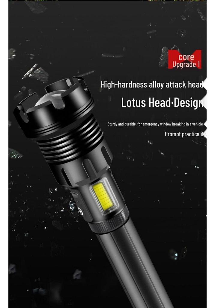 XHP90 Explosion-Proof Rechargeable LED Flashlight: Super Bright, Waterproof, Telescopic Zoom, Aluminum Alloy, Handheld Light for Outdoor Use.