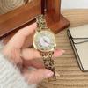 Neuankunft Runde Große Zifferblatt Leopardendruck Uhr Edelstahlarmband Gold High-End Damenuhr Mode Quarz Uhr