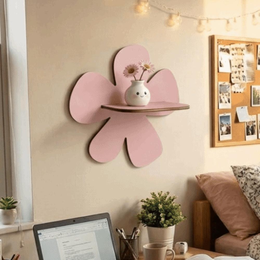 Wall-Mounted Flower Floating Wall Shelf Wooden Wall Hanging Shelf Modern Plant Shelf  Office