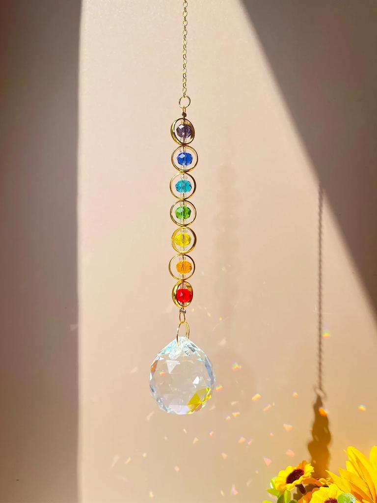 1 buc Crystal Suncatcher Mobil Meditation Home Decor Rainbow Maker Prism Suncatcher (Curcubeul și Fantezia)