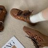 Cowhide version~ genuine leather thick-soled leopard print miu wind strap casual sports shoes women's board shoes
