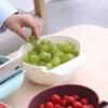Strainer Bowl 2 Layer Fruit Colander Basket Plastic with Phone Bracket for Kitchen Food White