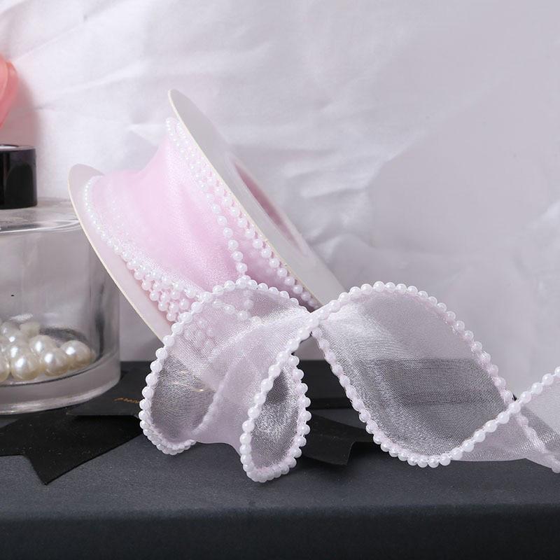 5 Yards Wrapping Ribbon DIY Mesh Gauze 4cm Fish Tail Yarn Solid Color Silk Pearl Edge Flower Bouquet Packaging