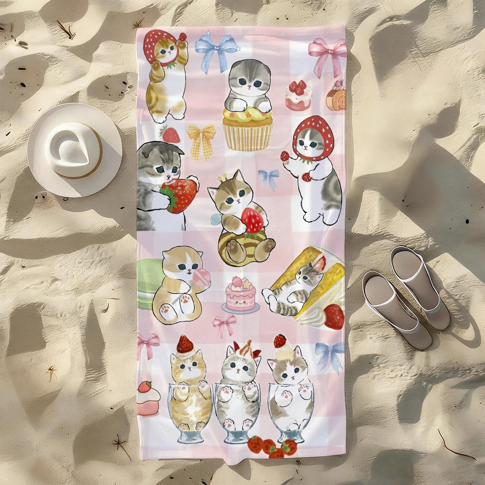 Cartoon Cute Cat M-MoFusand-S Towel For Swim Yoga Gym Quick Drying Soft and Skin-friendly Beach Towels All-Season